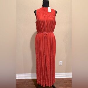 Elegant orange Sleeveless Dress